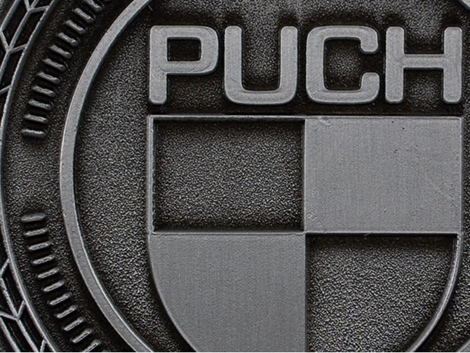 Badge / emblem Puch logo silver 47mm RealMetal product